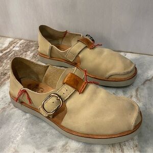 Satorisan Benirras Beige Leather Slip-On Shoes Handmade Sz 38 EU or 7.5 US